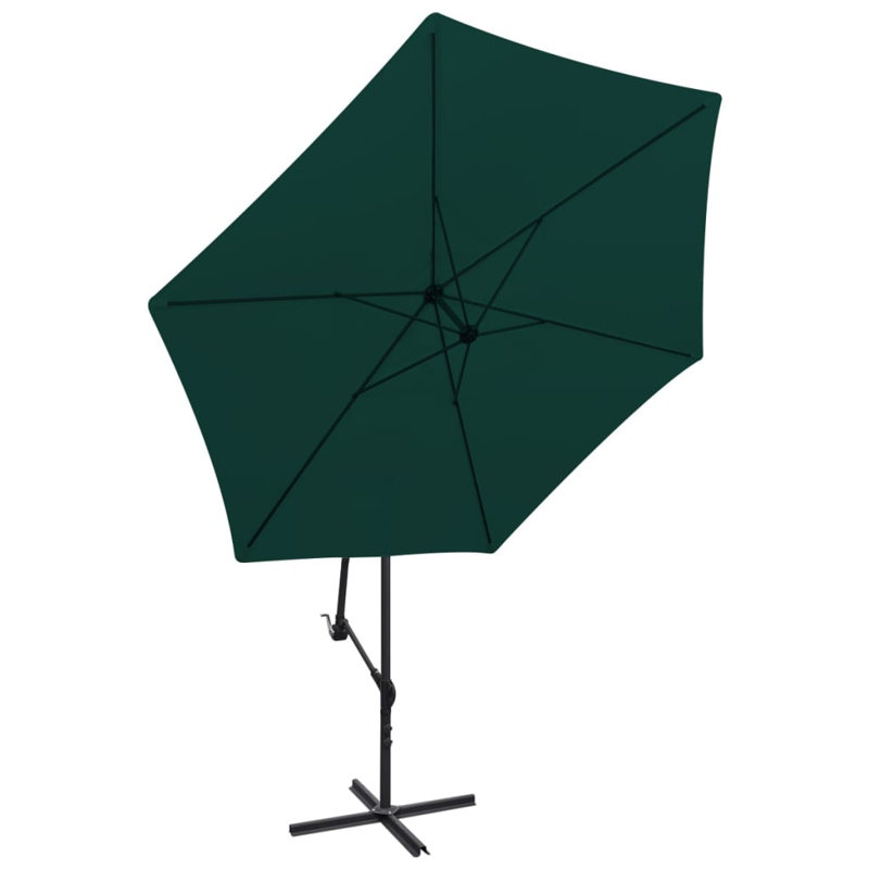 Parasol de jardin extérieur vert en porte-à-faux en polyester 9,8 pi, Vert