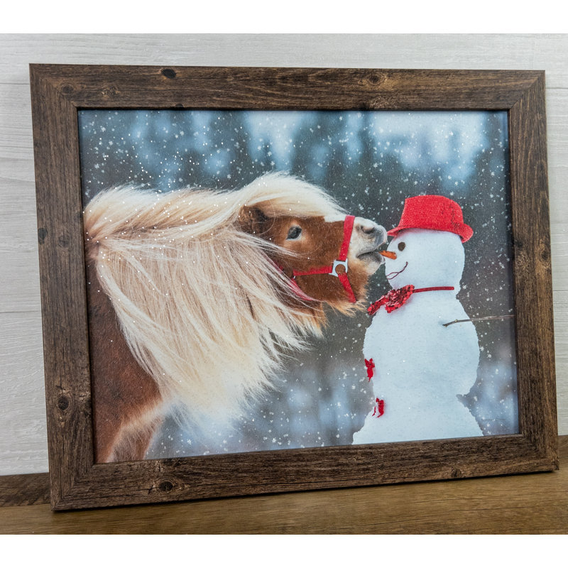 «Don't Resist Snowman Horse Pony» - impression, H 22 po x l 28 po x P 1 po, Gris foncé