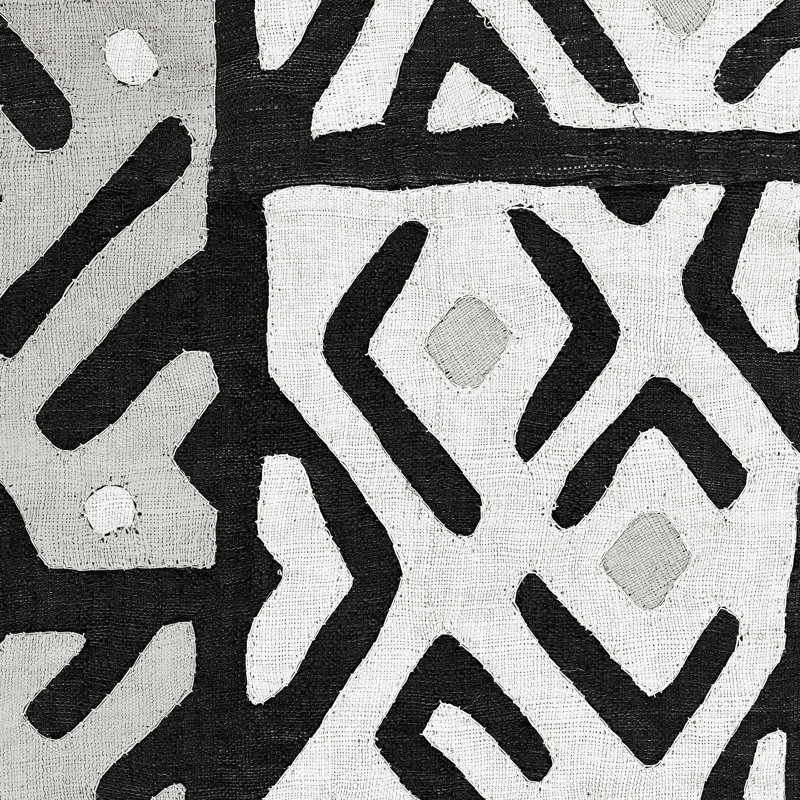 Kuba Cloth I Square I BW - Wrapped Canvas Painting, 30cm H x 30cm W x 3.8cm D
