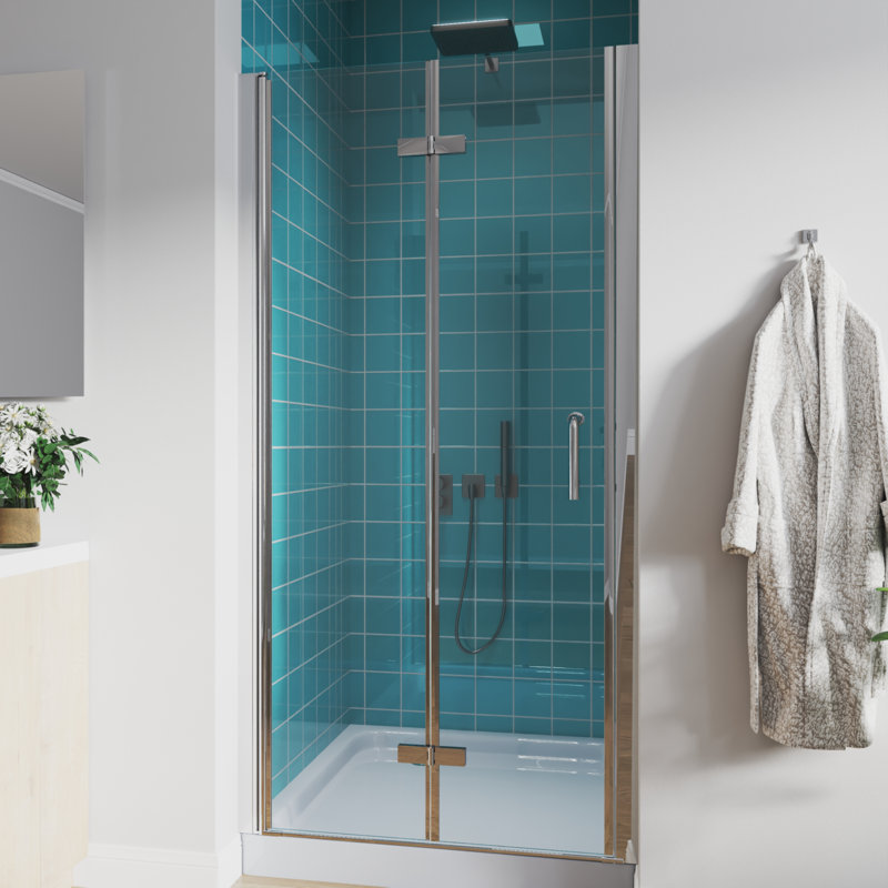36"-37.25" W X 72" H Pivot Swing Frameless Bifold Glass Shower Door, Chrome