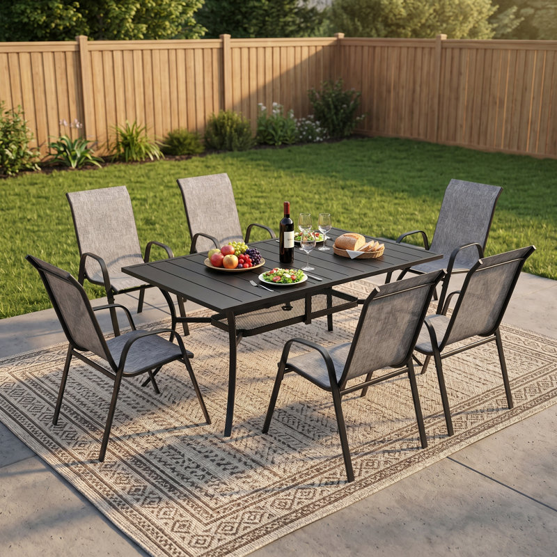 Ensemble repas pour 6 personnes, Noir/gris