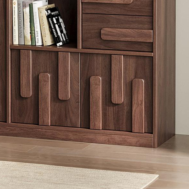 Bibliothèque de rangement de style chinois, Brun, (7 tablettes) H 78,74 po x l 55,12 po x P 13,78 po