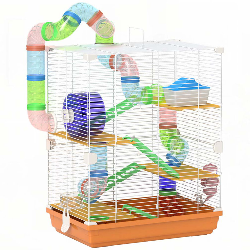 Cage à hamster à 5 niveaux avec tubes et tunnels PawHut