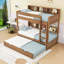 Lit superposé en bois avec tablettes de rangement, lit gigogne et échelle-1774673331-1774673329