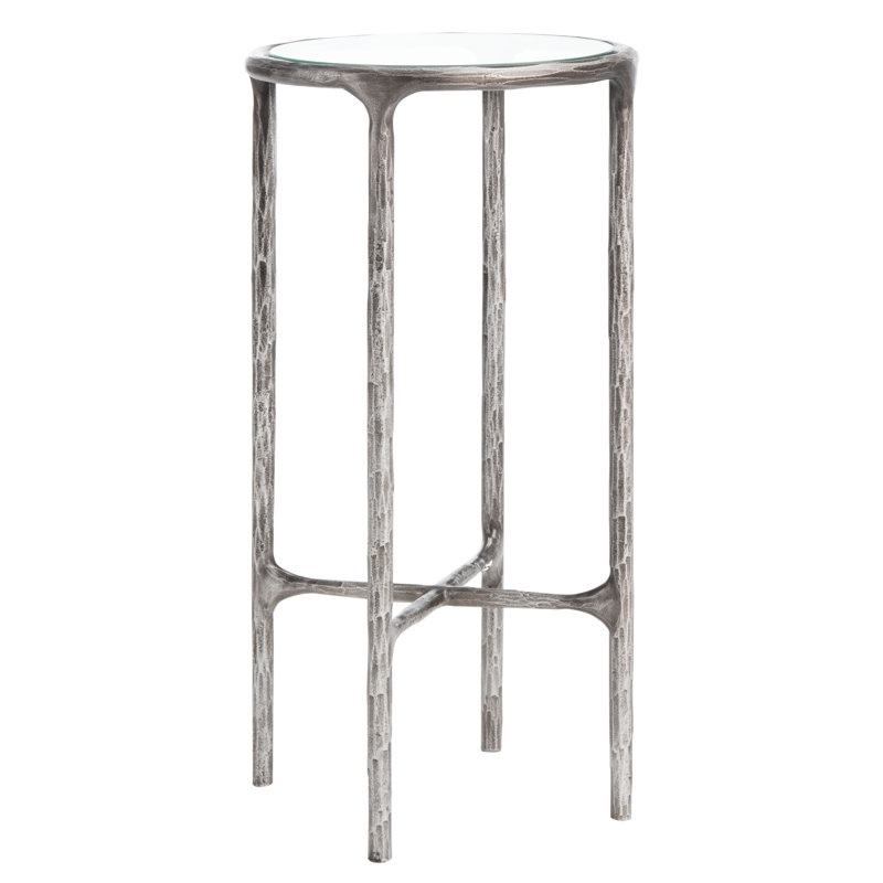 Table de bout Evelynn, Plateau en verre / base argentée