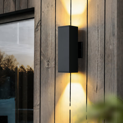 Modern Rectangular Outdoor Wall Light Fixture with GU10 Bulbs, Matte Black Waterproof Porch Light, Up And Down Outdoor Sconce, For Patio, Garage, Doorway