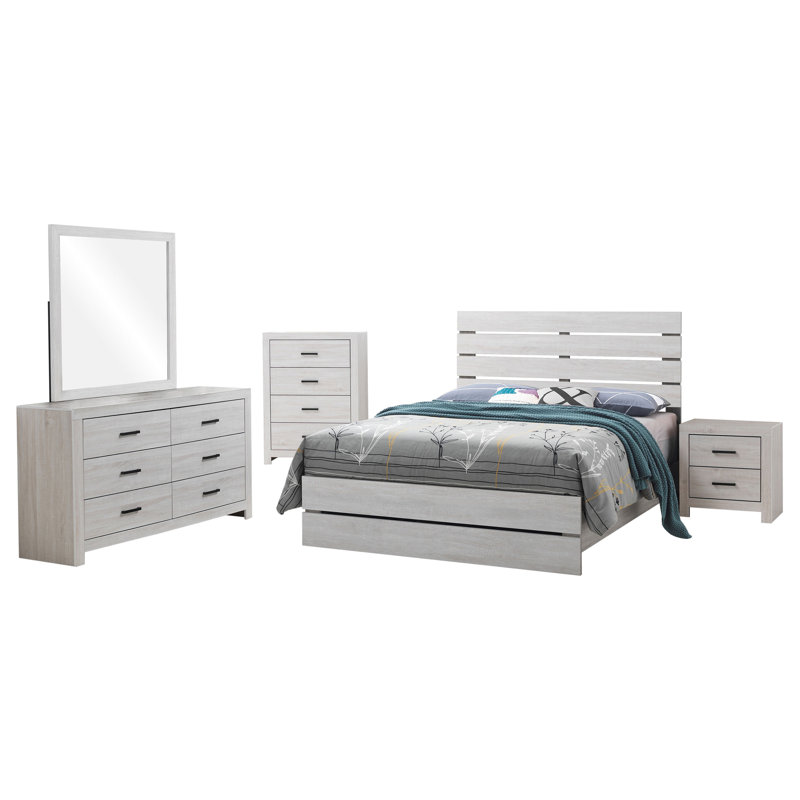 Ensemble de chambre à coucher grand lit 5 pièces Mackayla, Grand