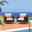 2Pc Sunbrella Outdoor Motion Club Chairs - Red, Grey-1771713088-1771713093