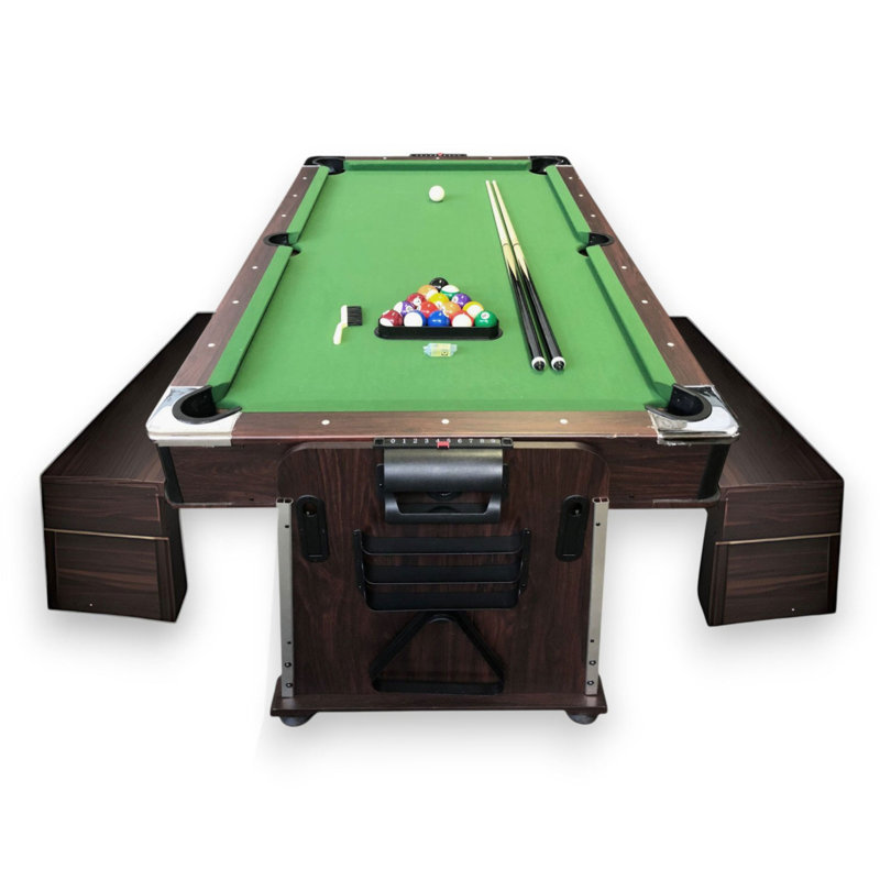Table de jeu MATTEW 7Ft 3-en-1 - Table de billard, air hockey et tennis de table avec bancs de rangement