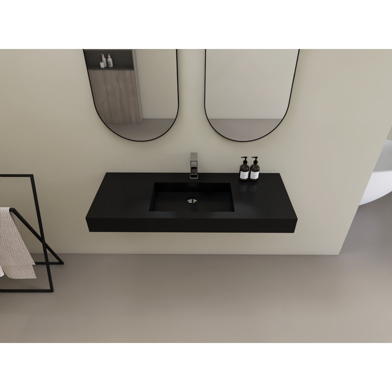 Lavabo vasque rectangulaire mural 47 "avec trou pour robinet 47" Premium