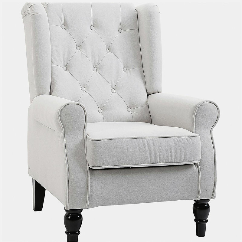 Fauteuil d'appoint capitonné à dossier haut Homcom Homcom, avec accoudoirs arrondis rembourrés et siège rembourré épais, blanc crème Homcom