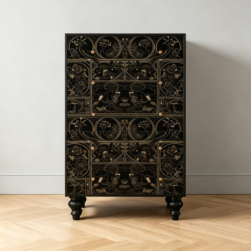 Décor d'armoire de rangement en bois massif à motif rétro
