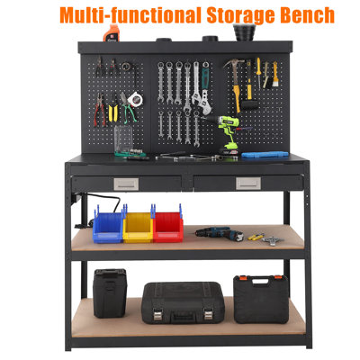 47.42 X 23.85 X 61 Inch 3-tier Heavy-duty Portable Workbench