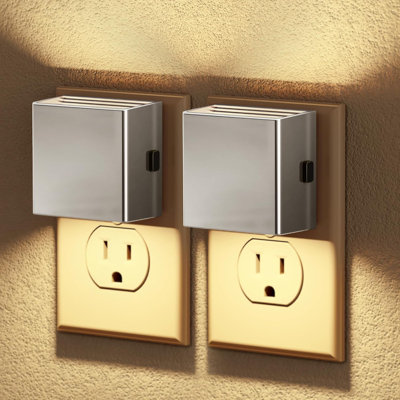 Chrome Square Wall Sconce Night Light With 3000K Warm And 3-Level Dimming