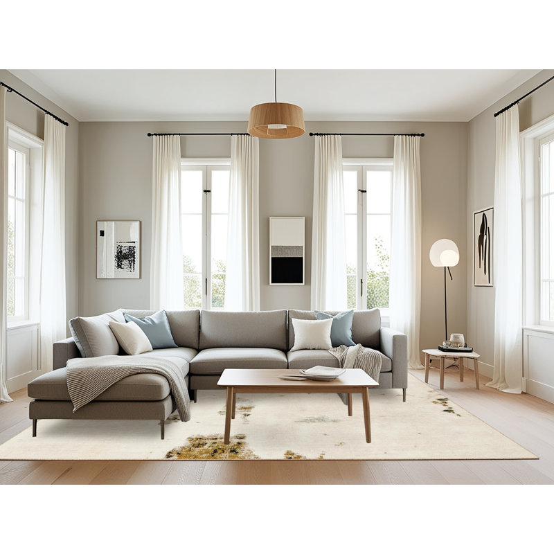 Tapis abstrait à motif abstrait moderne, Rectangle 8 pi x 10 pi