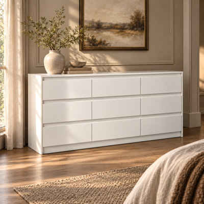 Commode 9 tiroirs, commode en bois 9 tiroirs