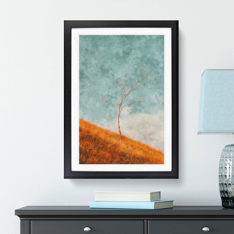 Lonely Tree - Framed Print, 33cm H x 24cm W x 2cm D, Black Framed