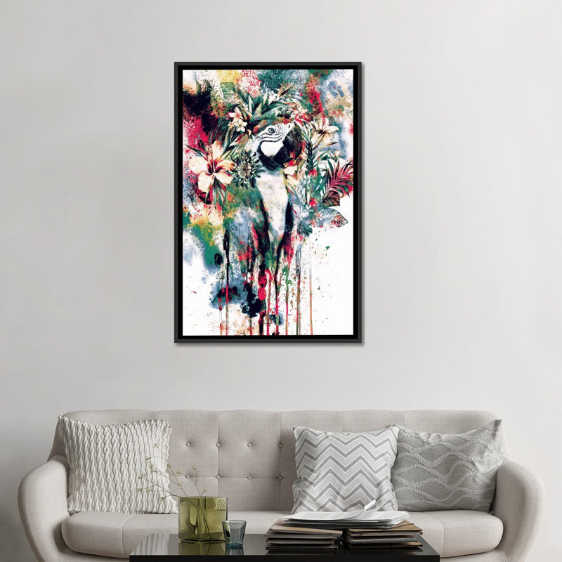 « interprétation d’une série de rêve, perroquet », impression sur toile, H 26 po x l 18 po x P 1,5 po, Pas de tapis