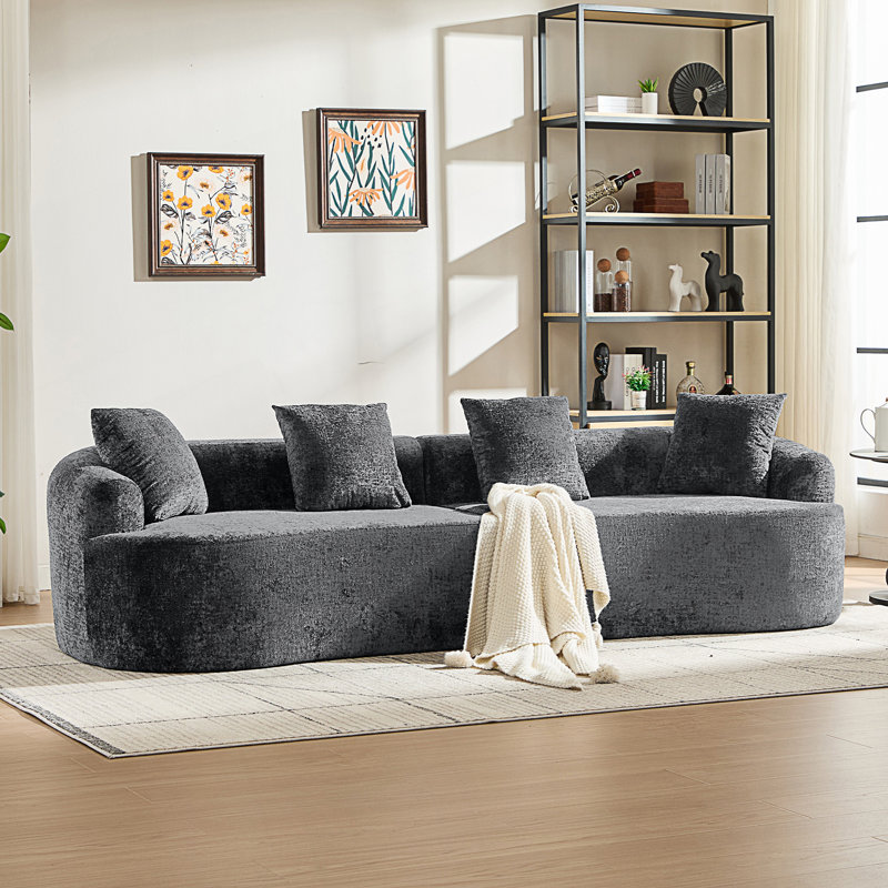 Upholstered Sofa, 110.05" W, Chenille gris