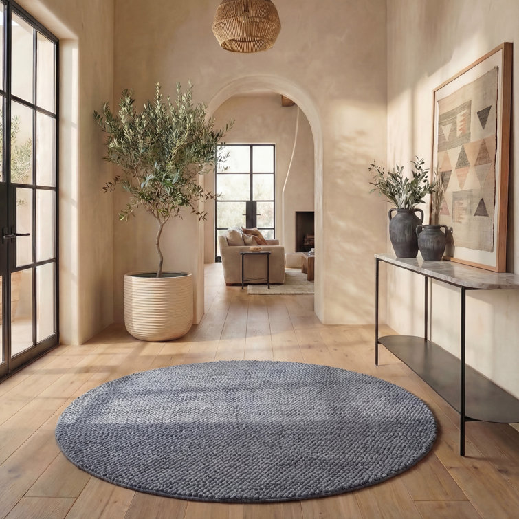 Almus Handmade Tufted Wool Dark Gray Area Rug