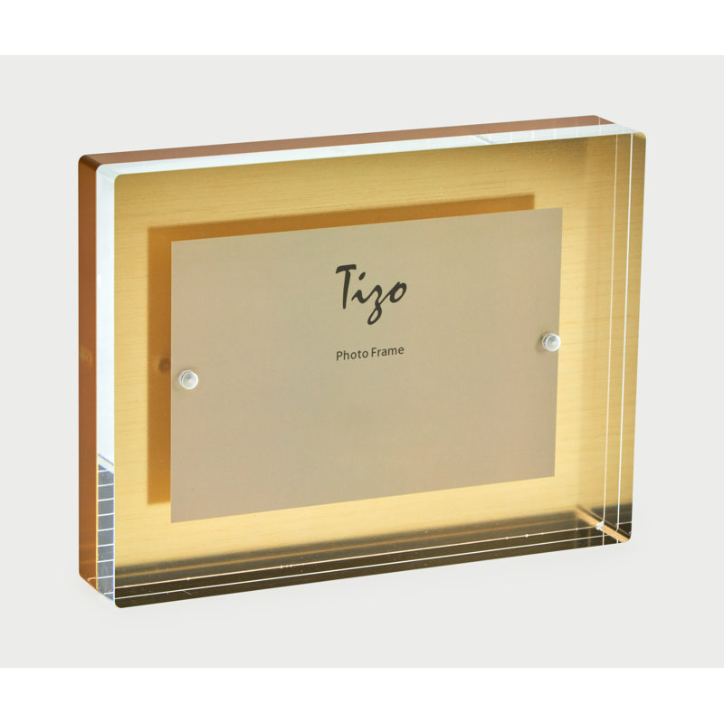 Lucite Picture Frame, Gold, 5" W x 7" H