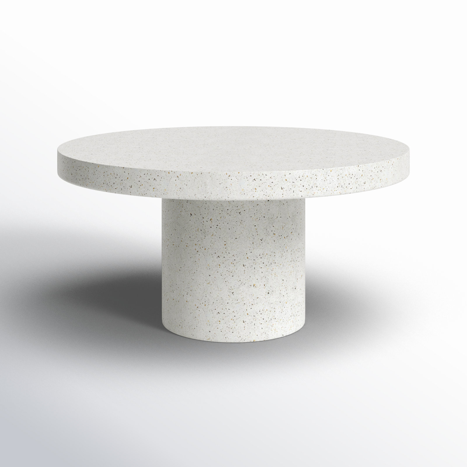 Kareen Concrete Pedestal Dining Table, 60" Round  , Ivory Terrazzo, Dining Table (30.25" Height)