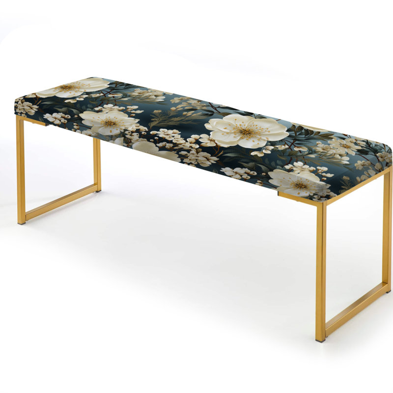 Vincenzo - Banc rembourré floral doré