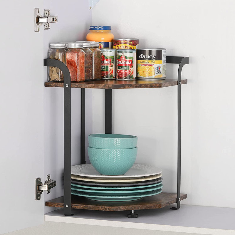 Petite étagère de coin à 2 niveaux pour comptoir de cuisine, H 17 po x l 12 po x P 12 po