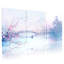 Paysage et nature Cherry Blossom Lake Bridge bateau montagnes arbres oiseaux ciel ensemble de 3 impressions d'art sur toile-430195456