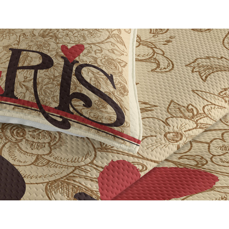 Eiffel Tower Eclectic Polyester Coverlet, King Bedspread + 2 Shams
