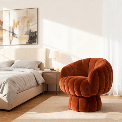 Fauteuil demi-tonneau rembourré rembourré avec coussin