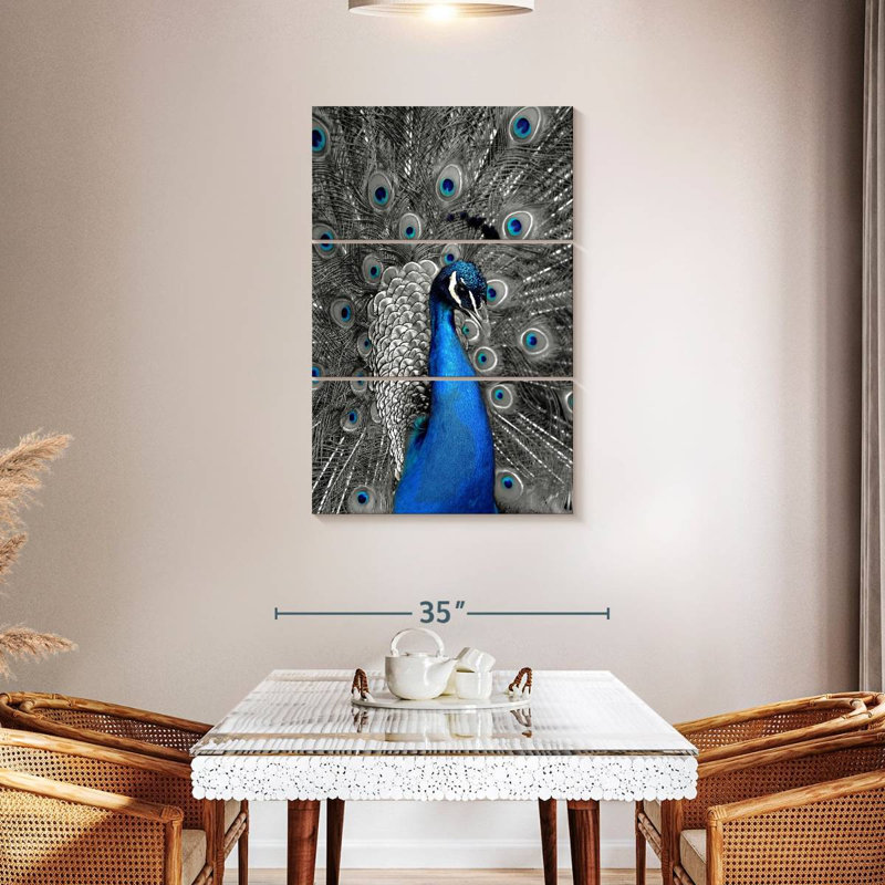 Brampt Close Up Blue Peacock, 45" H x 28" W