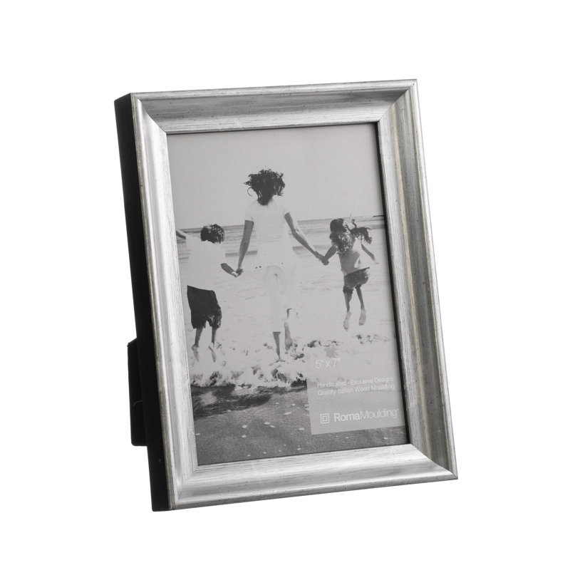 Cadre photo simple en bois doré, Argent, 4 po x 6 po