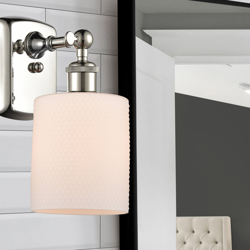 Leilani Armed Sconce, Incandescent, Matte White, Polished Nickel