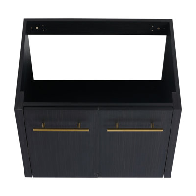 Meuble-lavabo de salle de bain - Châtaignier noir de 24 pouces avec style chic et compartiments de rangement spacieux