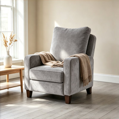 30" Wide Modern and Overstuffed Soft PushBack Recliner with Solid Wood Legs