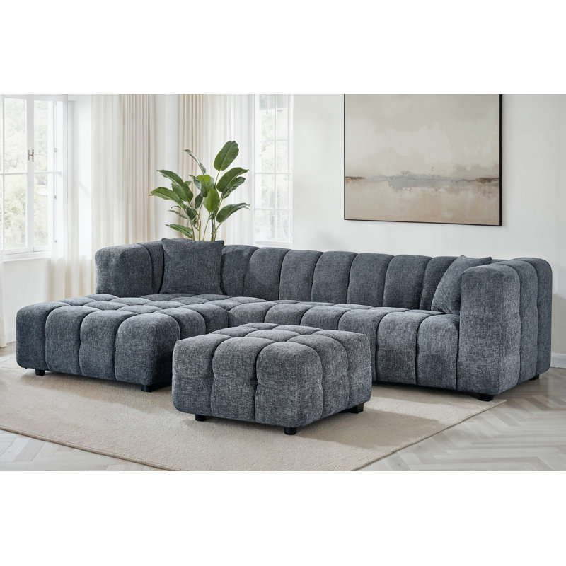 5 Seater Corner Sofa , Without Ottoman, Left Hand Facing, Blue