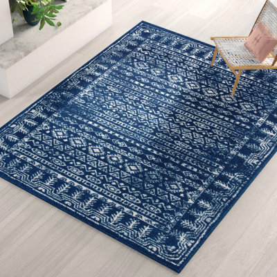 Tapis bleu marine / gris Shally