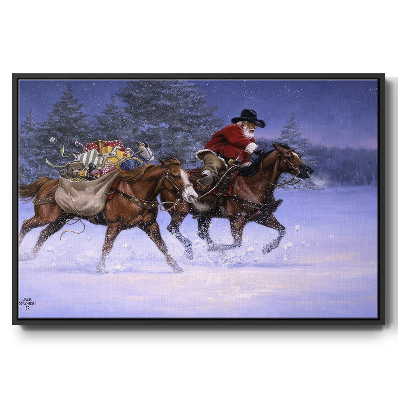Christmas Rush, reproduction d'art sur toile, Cadre noir, H 17 po x l 25 po x P 1,5 po