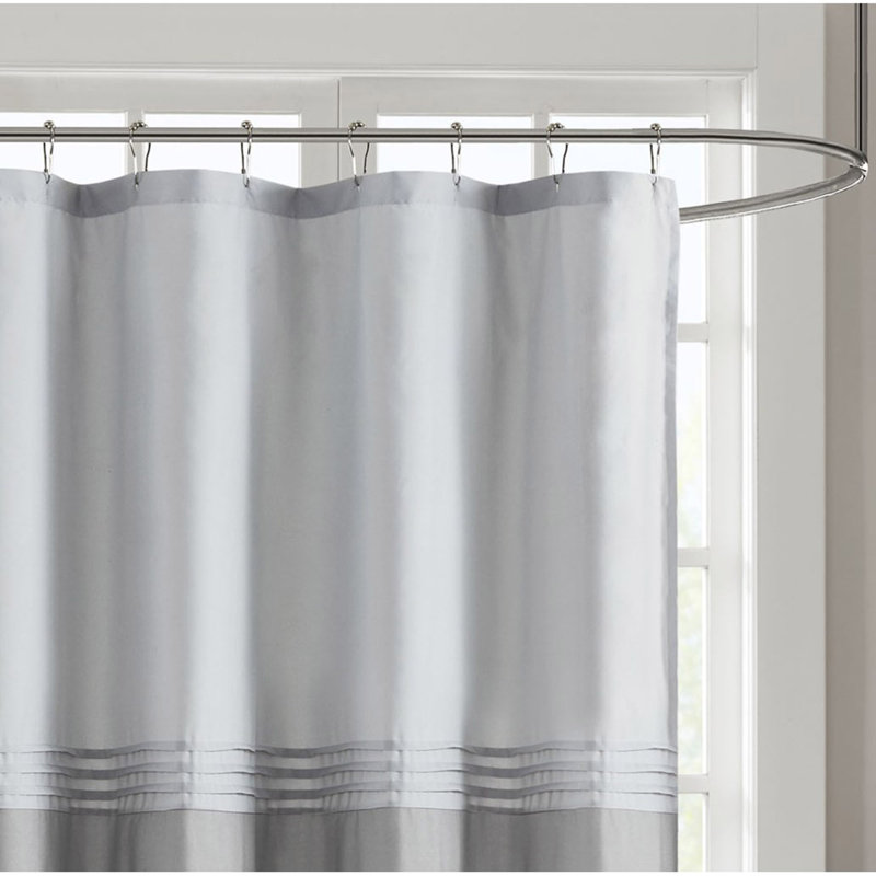 Printed And Embroidered Shower Curtain, Grey