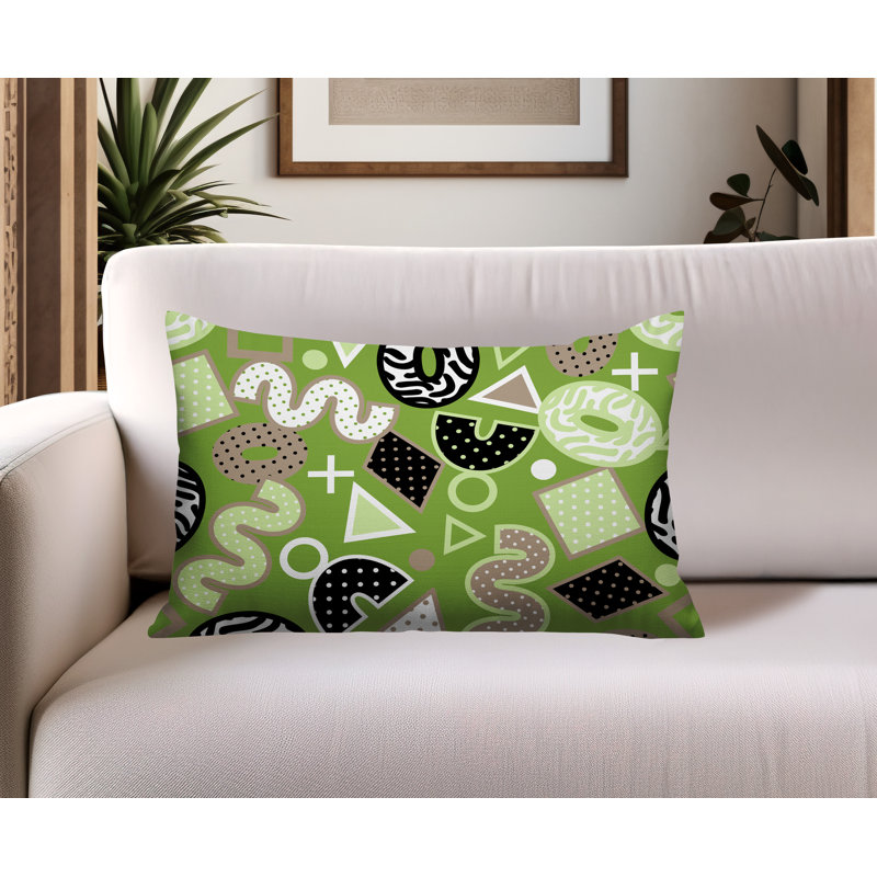 Coussin lombaire réversible intérieur / extérieur Zyra, Rectangle H 18 po x l 25 po, Chartreuse