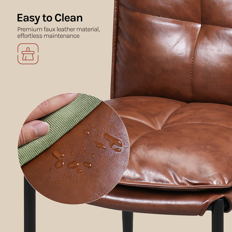 Upholstered Dining Chair, Brown, 2, Brown