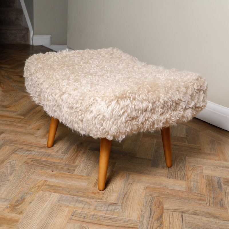 Audine 73cm Wide Rectangle Solid Colour Footstool Ottoman, Beige