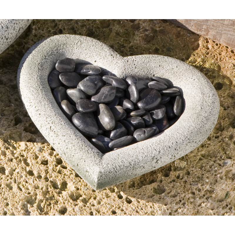 Heart Shell Statue, Alpine Stone, 3" H x 12" W x 10" D
