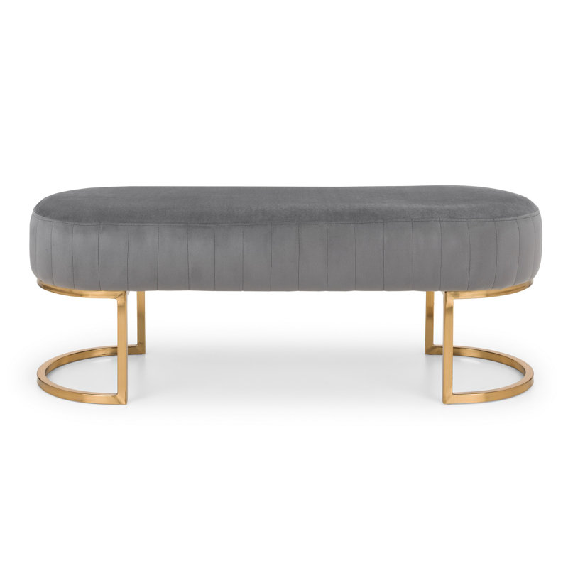 Accringt Velvet Upholstered Bench, Grey