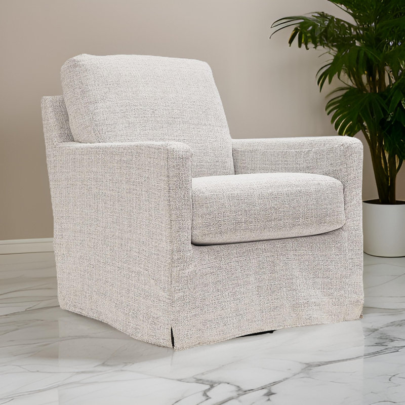 Fauteuil d'appoint pivotant Neena, polyester, base en métal, Mélange de polyester gris