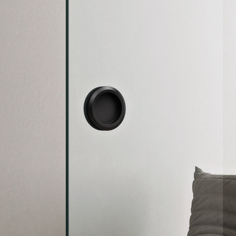Durovin 900mm internal Sliding Glass Door - Clear - Black Round Handle with Rail, 775mm x 2050mm