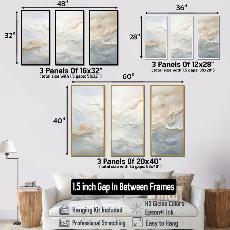 Ensemble de salon Clouds Charm liquide Art II - Clouds Wall Art, Cadre flottant noir, H 40 po x l 60 po x P 1 po