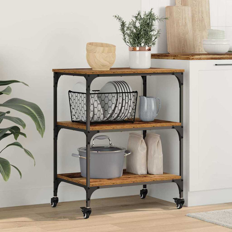 Wood Bar Cart, Old Wood