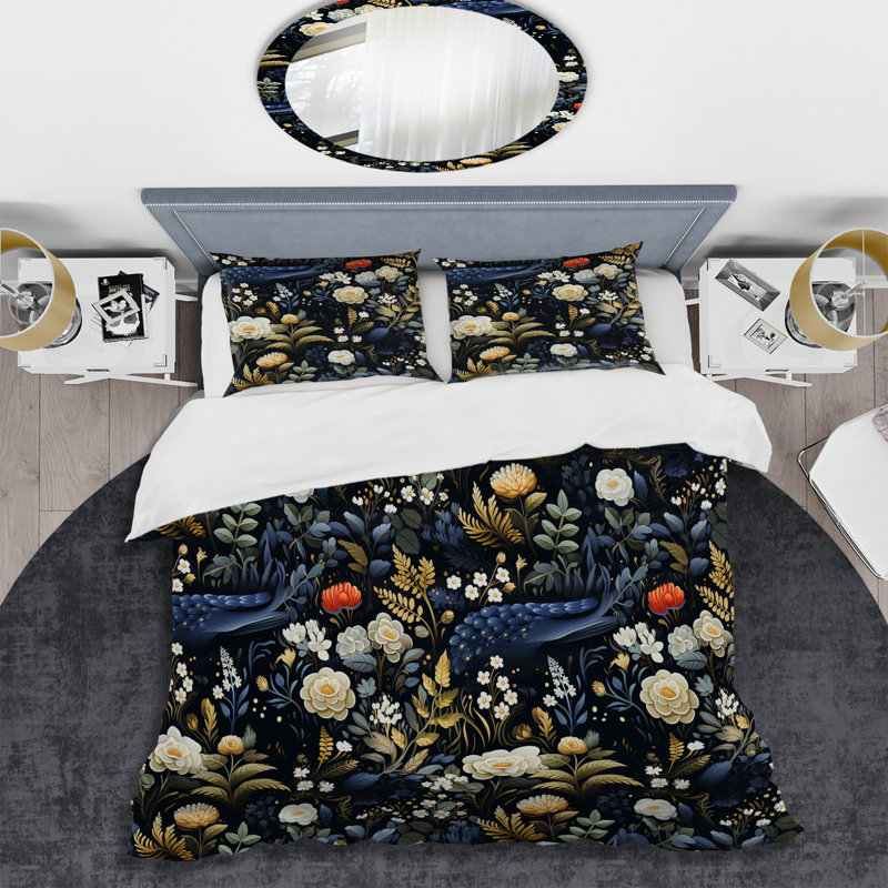 Ensemble de housse de couette Enchanted Flowers, Housse de couette pour très grand lit et 2 très